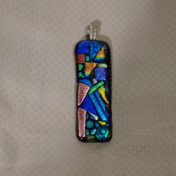 The Unbranded Brand Jewelry - Handmade Dichroic Fused Glass Abstract Art Pendant (No Chain)